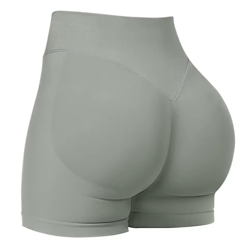 High-Waisted Gray Seamless Shorts
